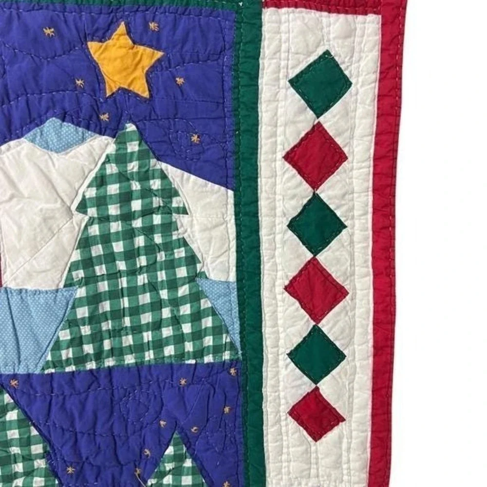Folk Art Winter Village‎ Appliqué Quilt Handmade Cottagecore 50x57